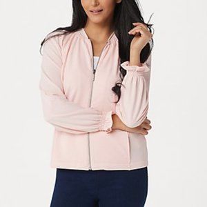 H by Halston Knit Bomber Jacket with Ruching Detai